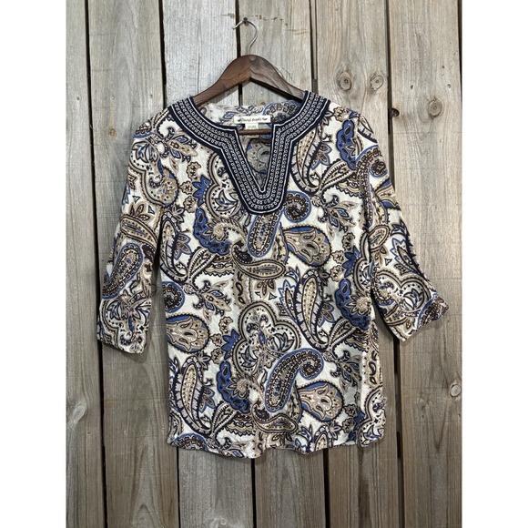 david brooks Tops - David Brooks Women's Paisley Boho Linen Blouse – Size Medium